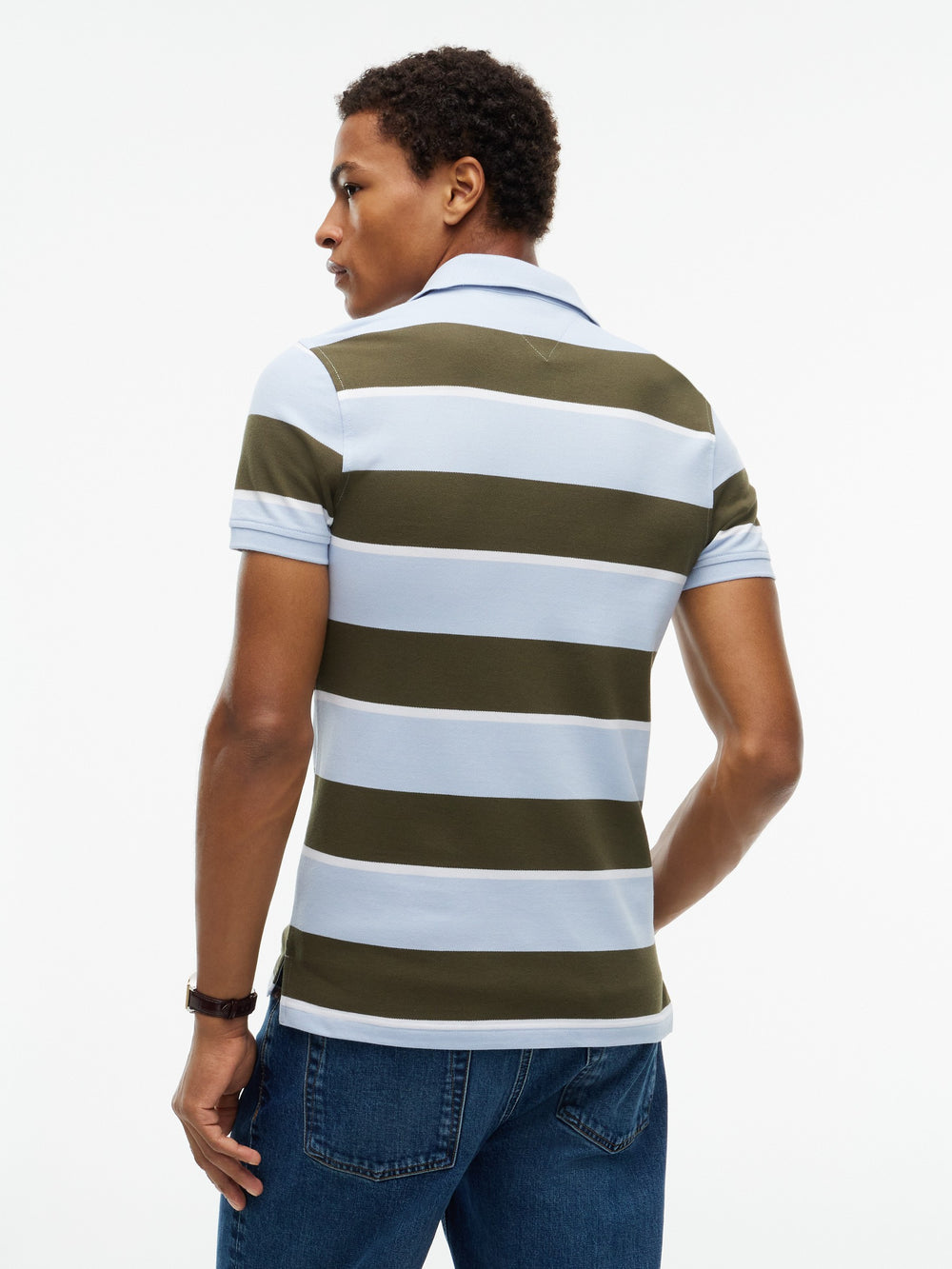Slim Fit Striped Pique Polo