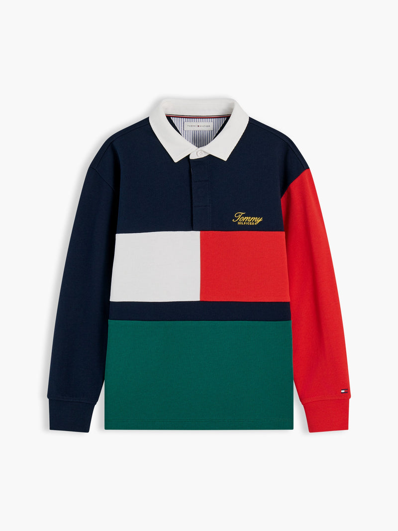 Kids Long-Sleeve Color Block Polo