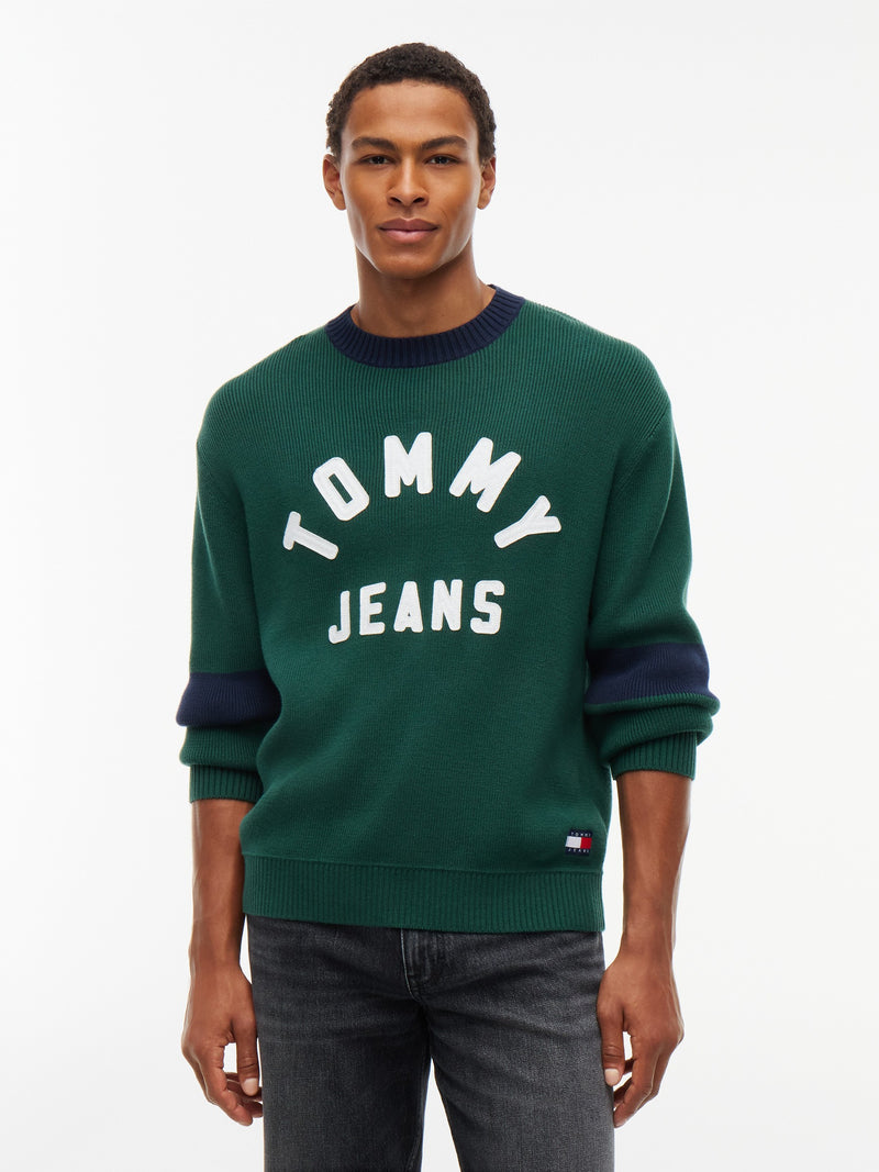 Regular Fit Embroidery Loose Knit Pullover