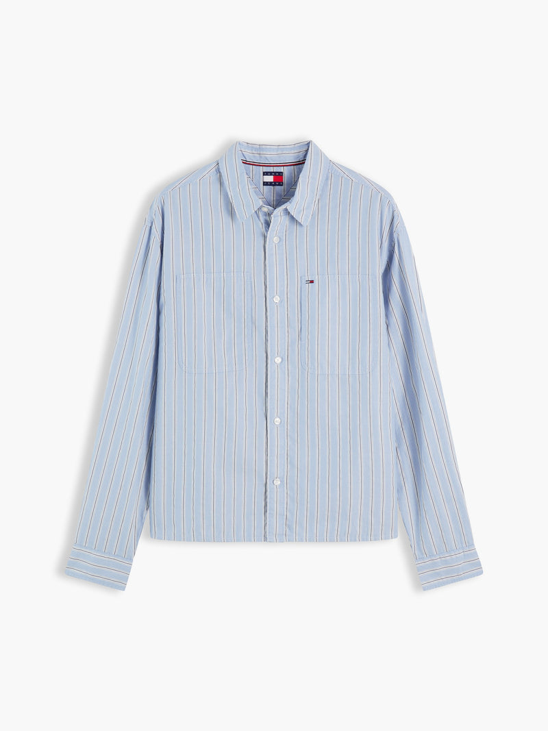 Boxy Fit Stripe Textured Shirt