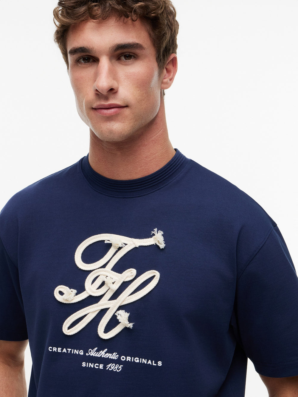 Relaxed Fit Cord Embroidery Tshirt