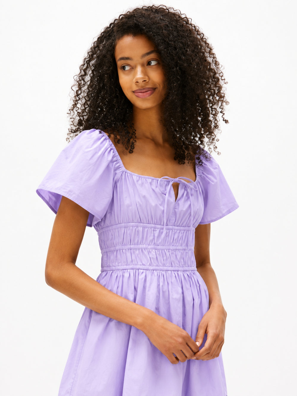Short Sleeve Solid Poplin Fit & Flare Dress