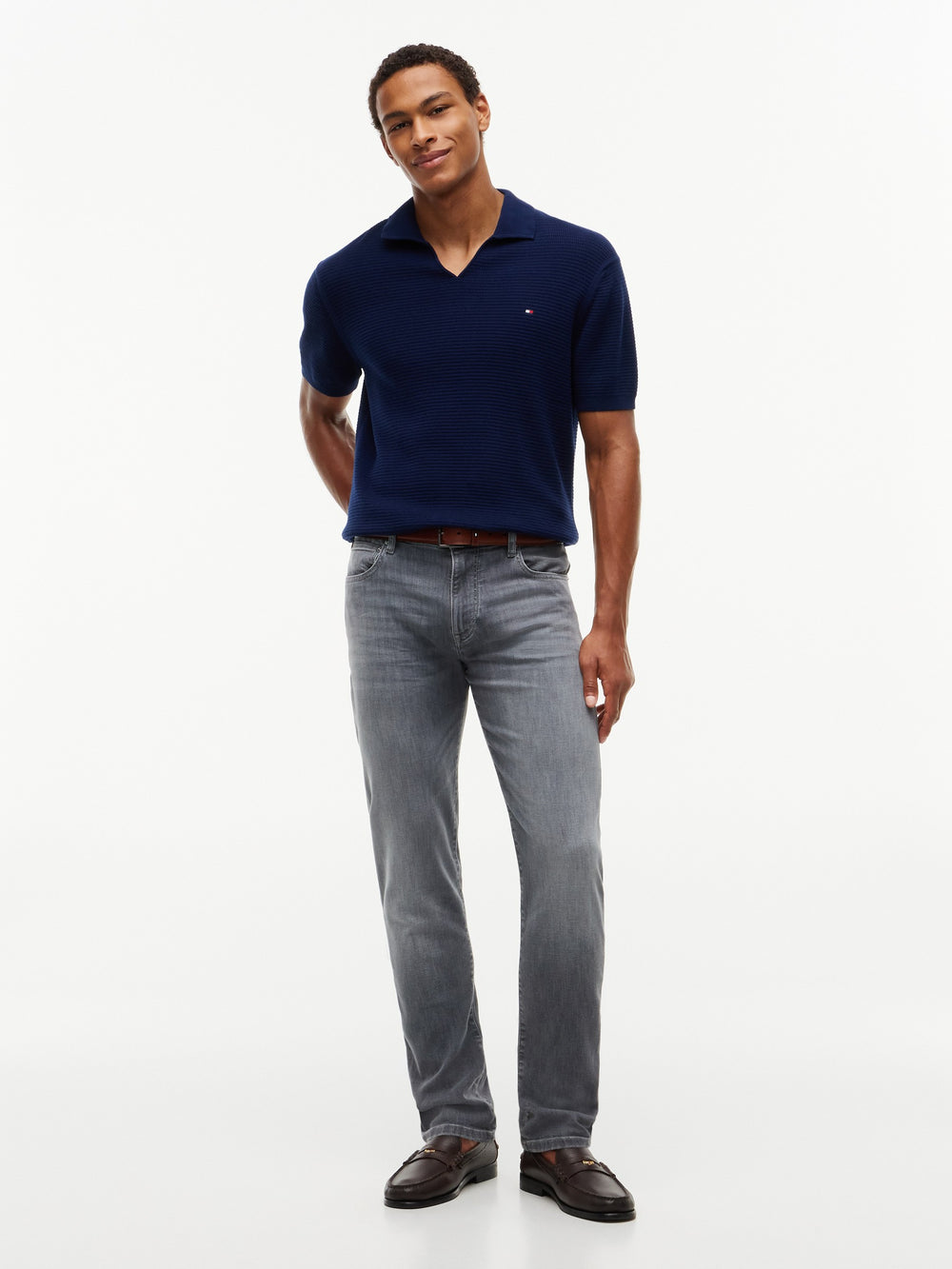 Men Bleecker Slim Tapered Mid Grey Jeans