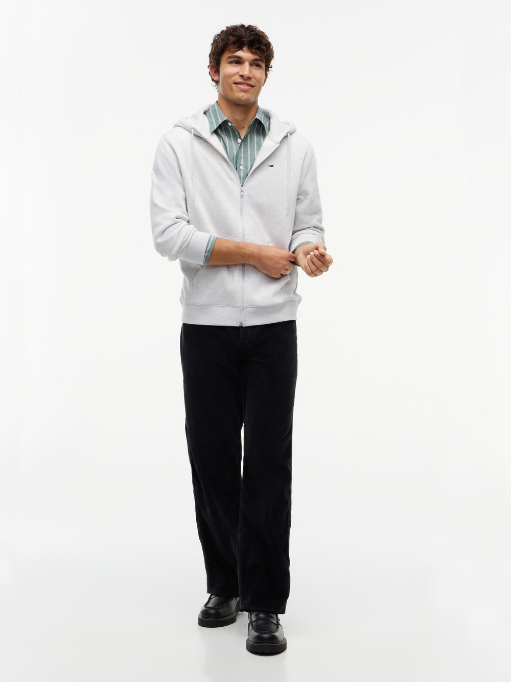 Regular Fit Brushed Fleece Hooded Zip Thru Sweatshirt