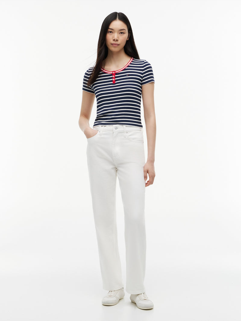 Stripe Slim Fit Half Sleeve Ribbed T-Shirt
