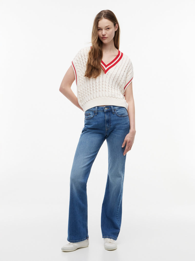Mid Rise Mid Wash Stretch Bootcut Jeans