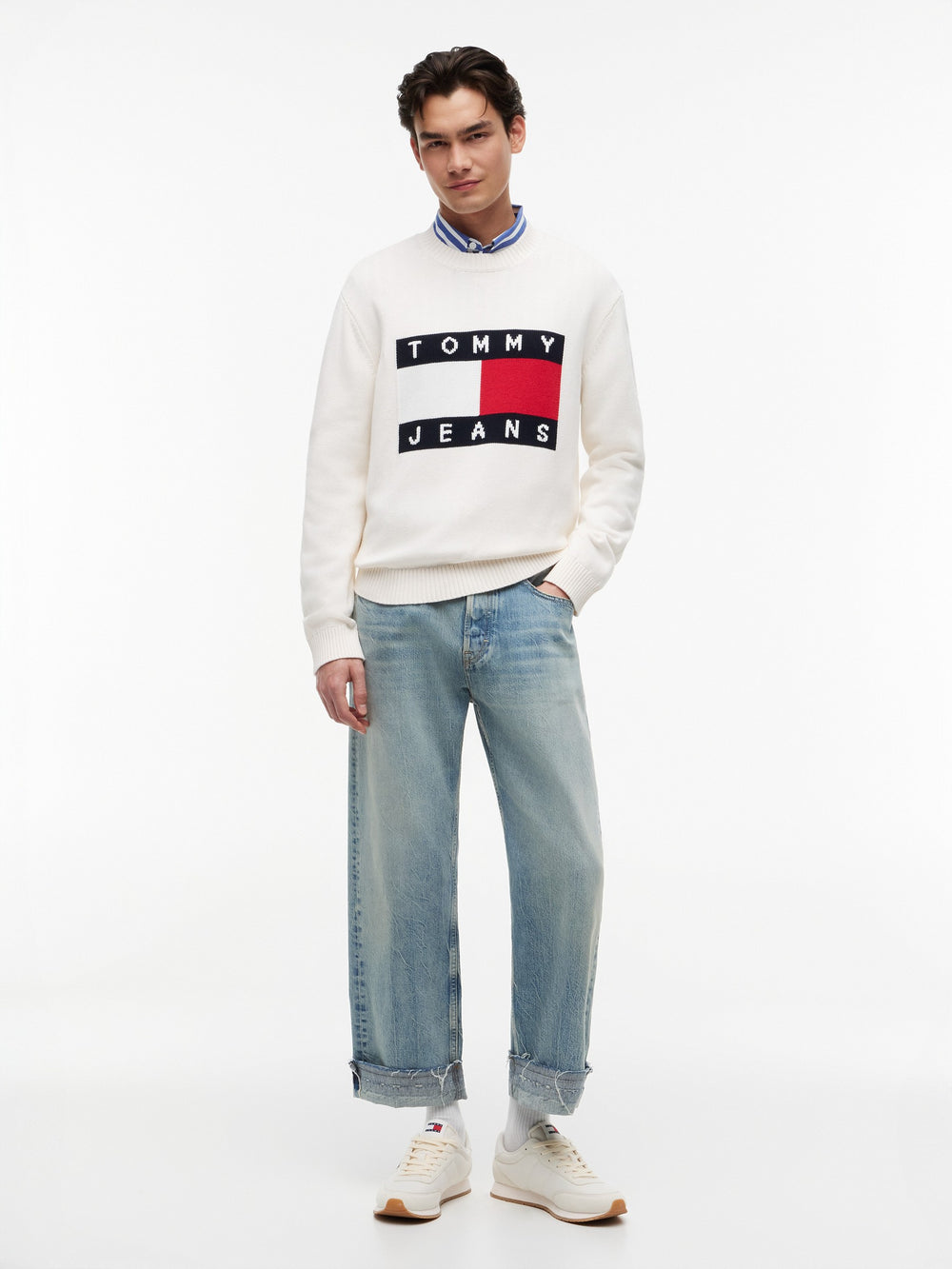 Regular Fit Jaquard Loose Knit Pullover