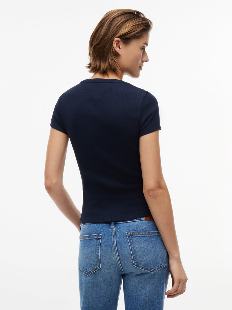 Solid Slim Fit Half Sleeve Ribbed T-Shirt
