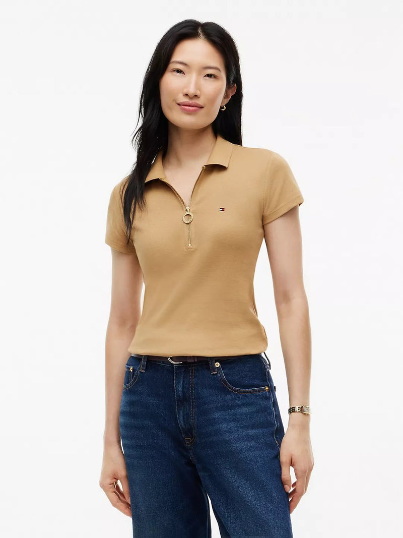 Solid Slim Fit Half Sleeve Ribbed Polo