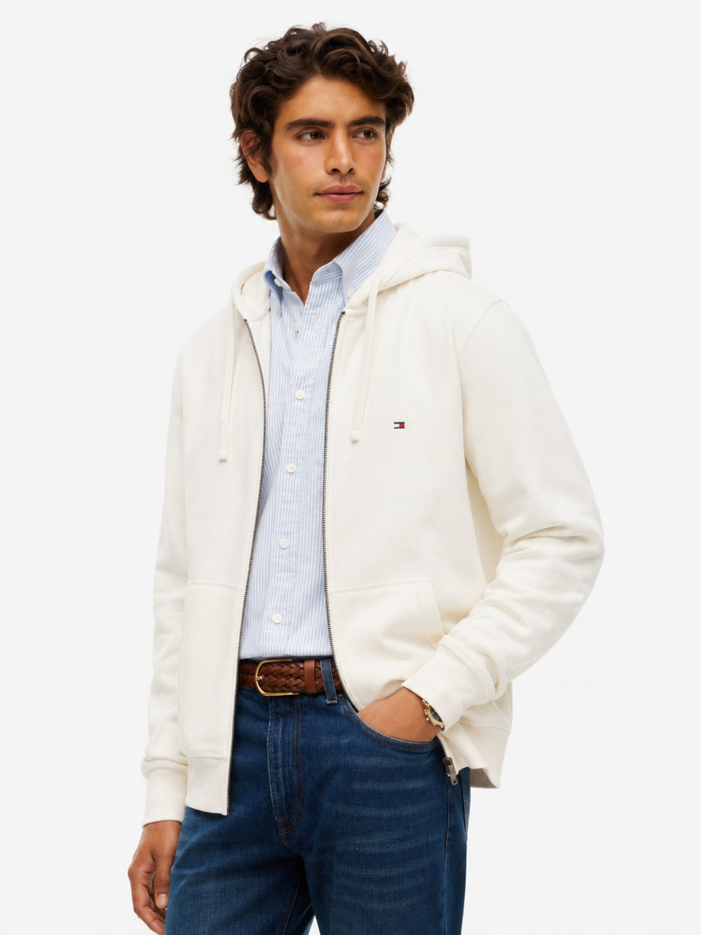 Zip Thru Solid Fleece Hoodie