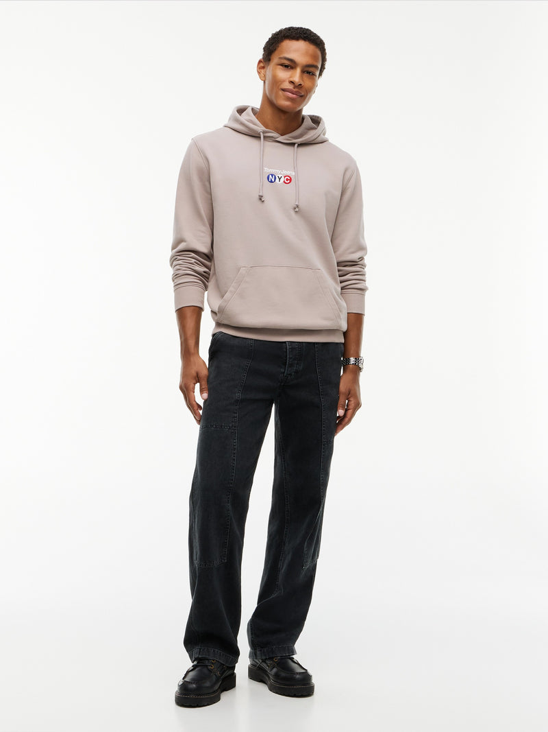 Regular Fit Diagonal Terry Hooded Sweatshirt
