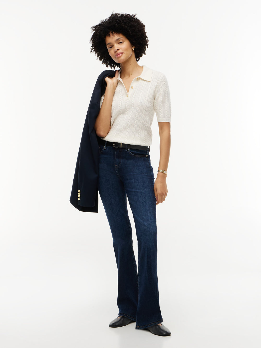 Women Mid Rise Dark Wash Stretch Bootcut Jeans