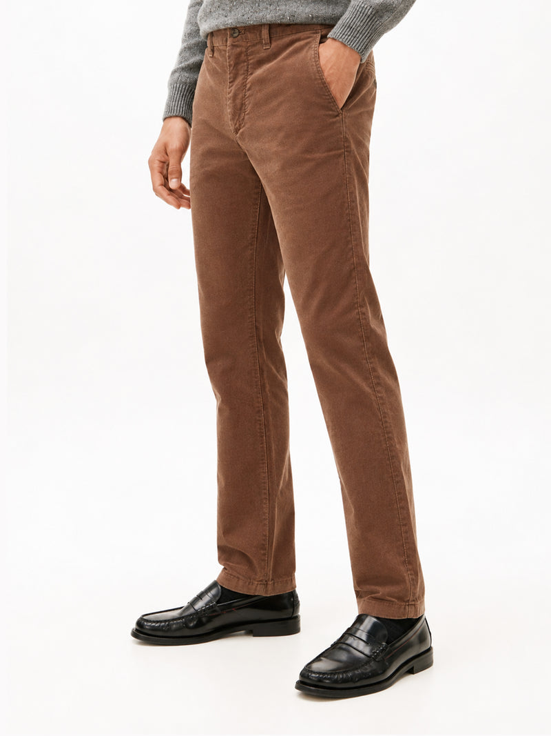 Men Slim Straight Fit Corduroy Trouser
