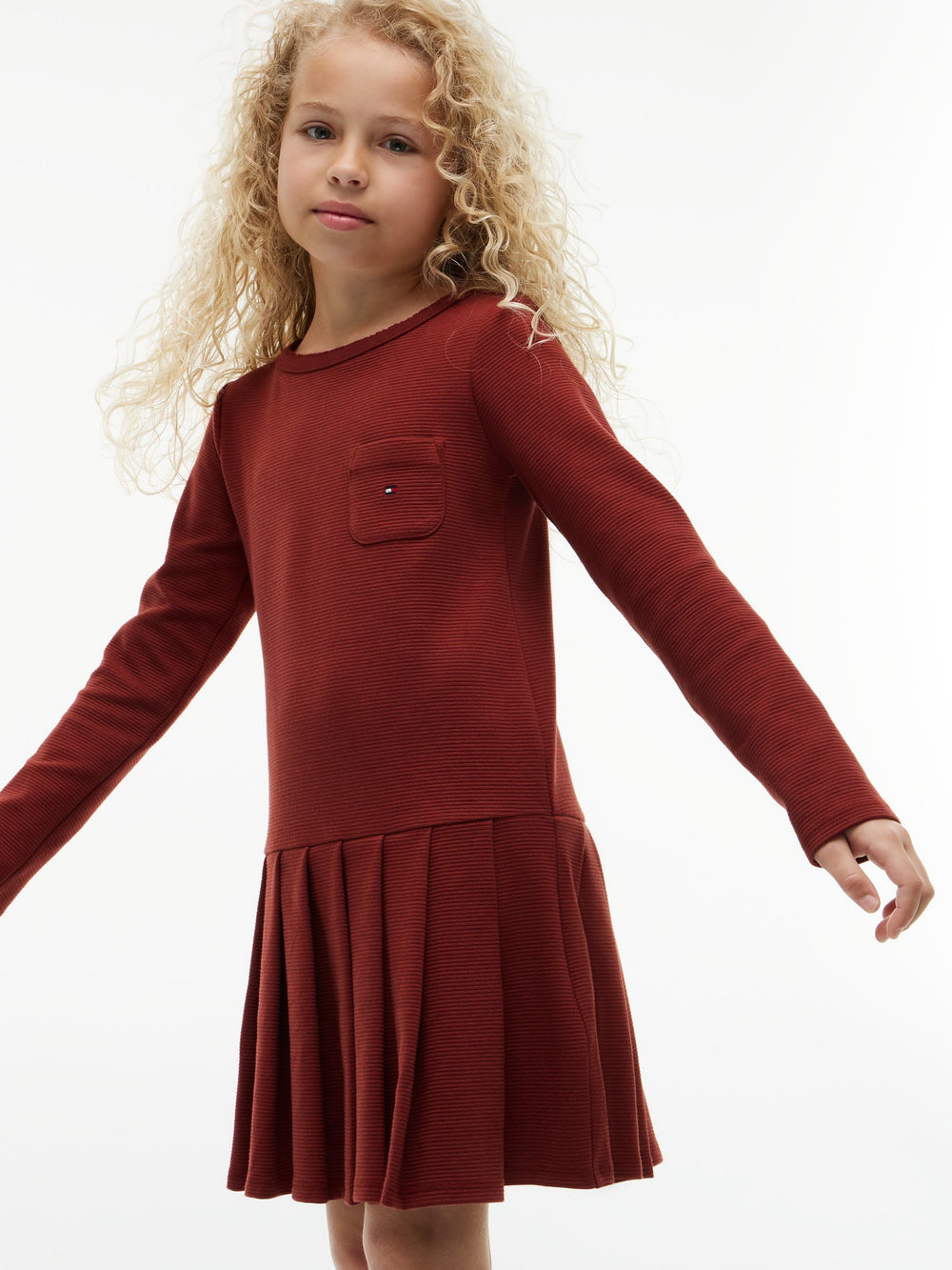Kids Long-Sleeve Solid Knit Skater Dress