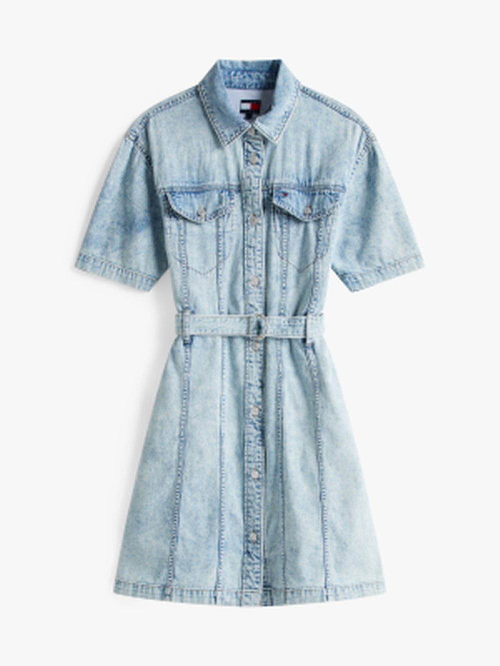 Short Sleeve Solid Denim Bodycon Dress