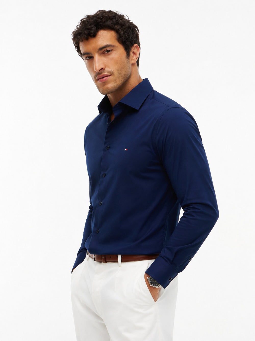 Slim Fit Solid Poplin Shirt