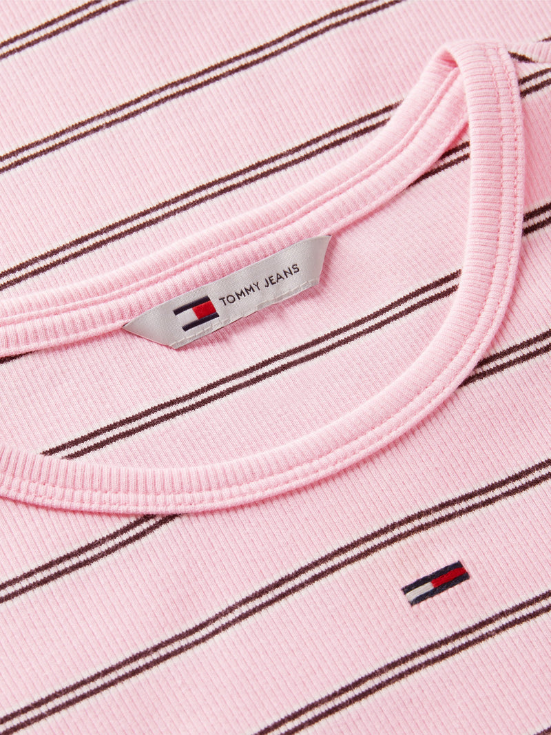Stripe Slim Fit Half Sleeve Ribbed T-Shirt