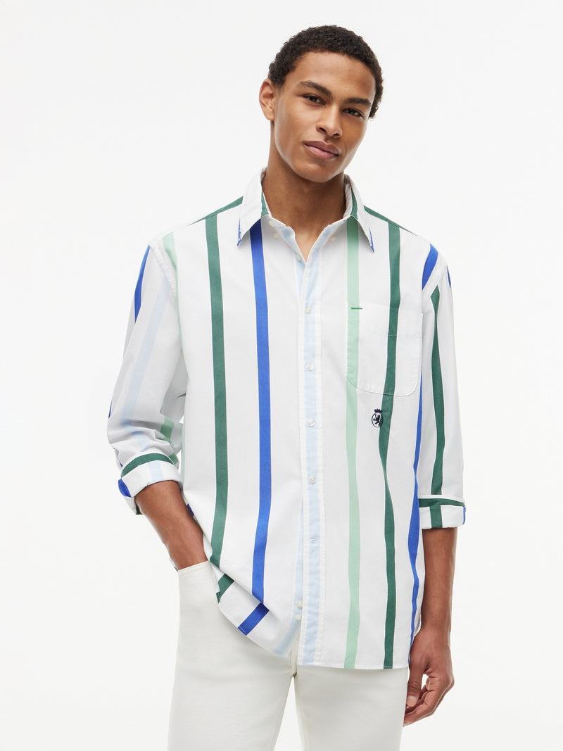 Boxy Fit Stripe Poplin Shirt