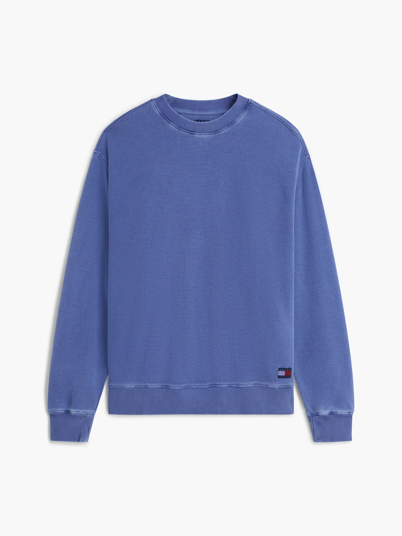 Relaxed Fit Waffle Crew Neck Sweatshirt