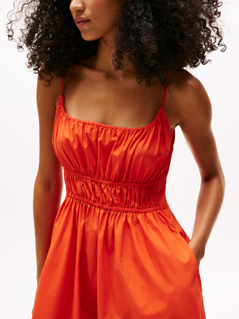 Full Sleeve Solid Poplin Fit & Flare Dress