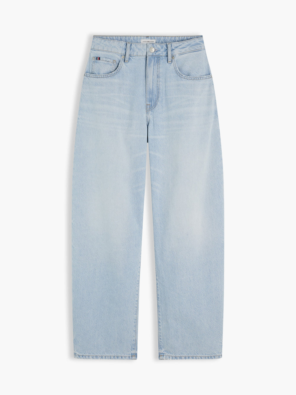 Mid Rise Light Wash Stretch Barrel Jeans