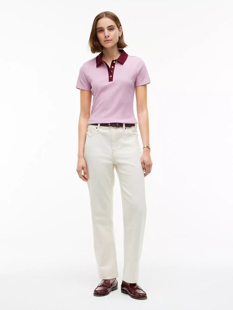 Solid Slim Fit Half Sleeve Ribbed Polo