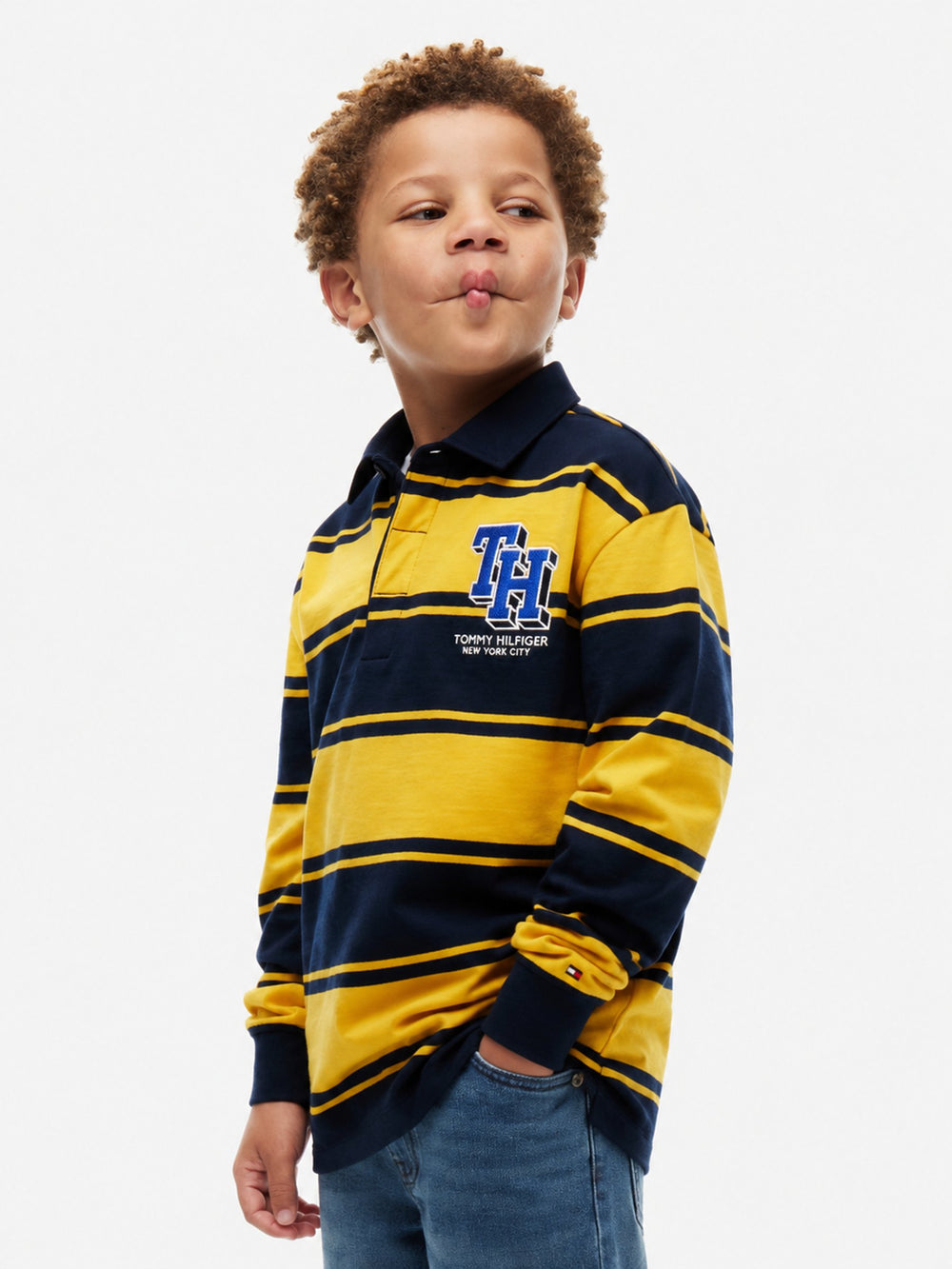 Kids Long-Sleeve Stripe Polo