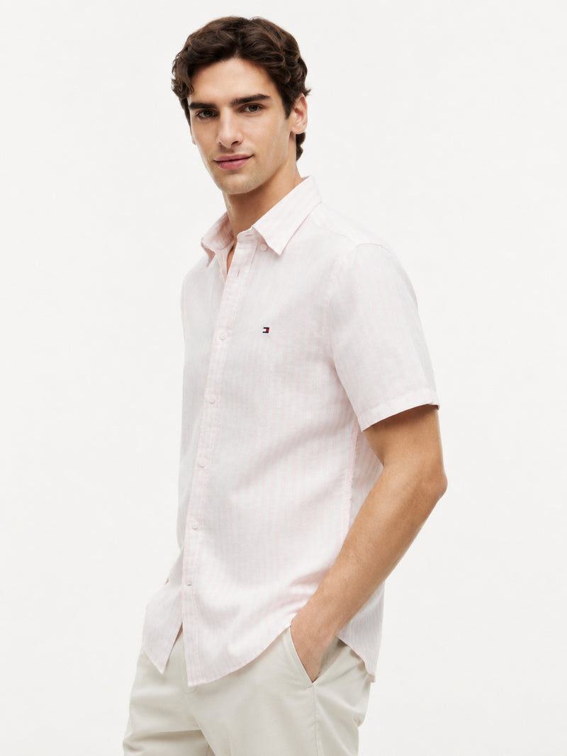 Regular Fit Stripe Ctn Linen Shirt