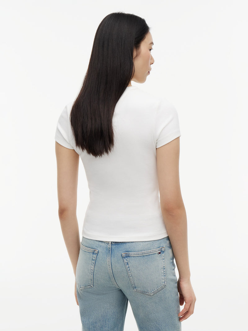 Solid Slim Fit Half Sleeve Ribbed T-Shirt