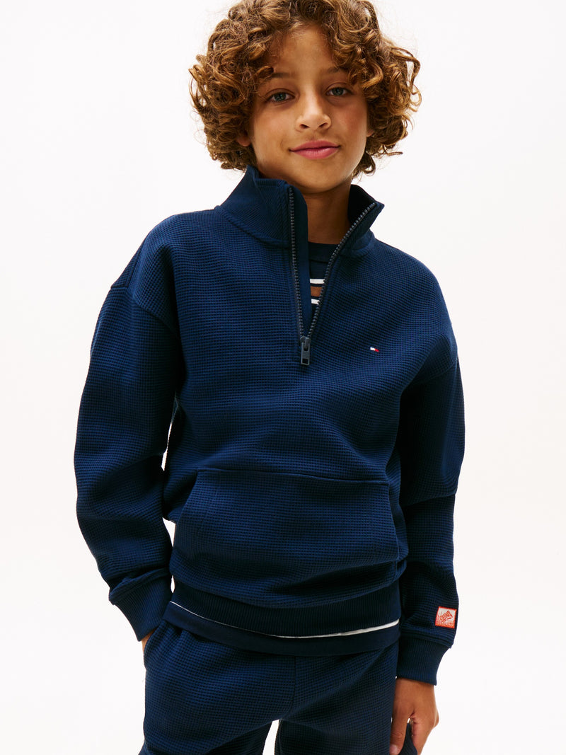 Kids Waffle Quarter-Zip Sweatshirt