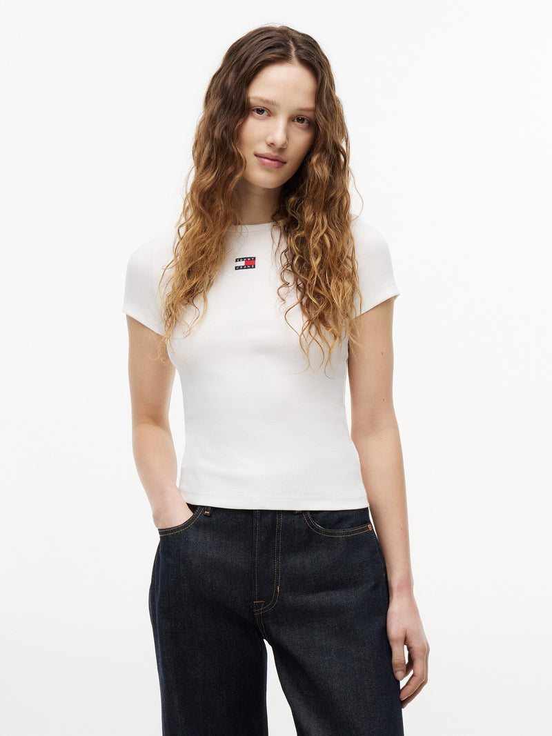 Solid Slim Fit Half Sleeve Ribbed T-Shirt