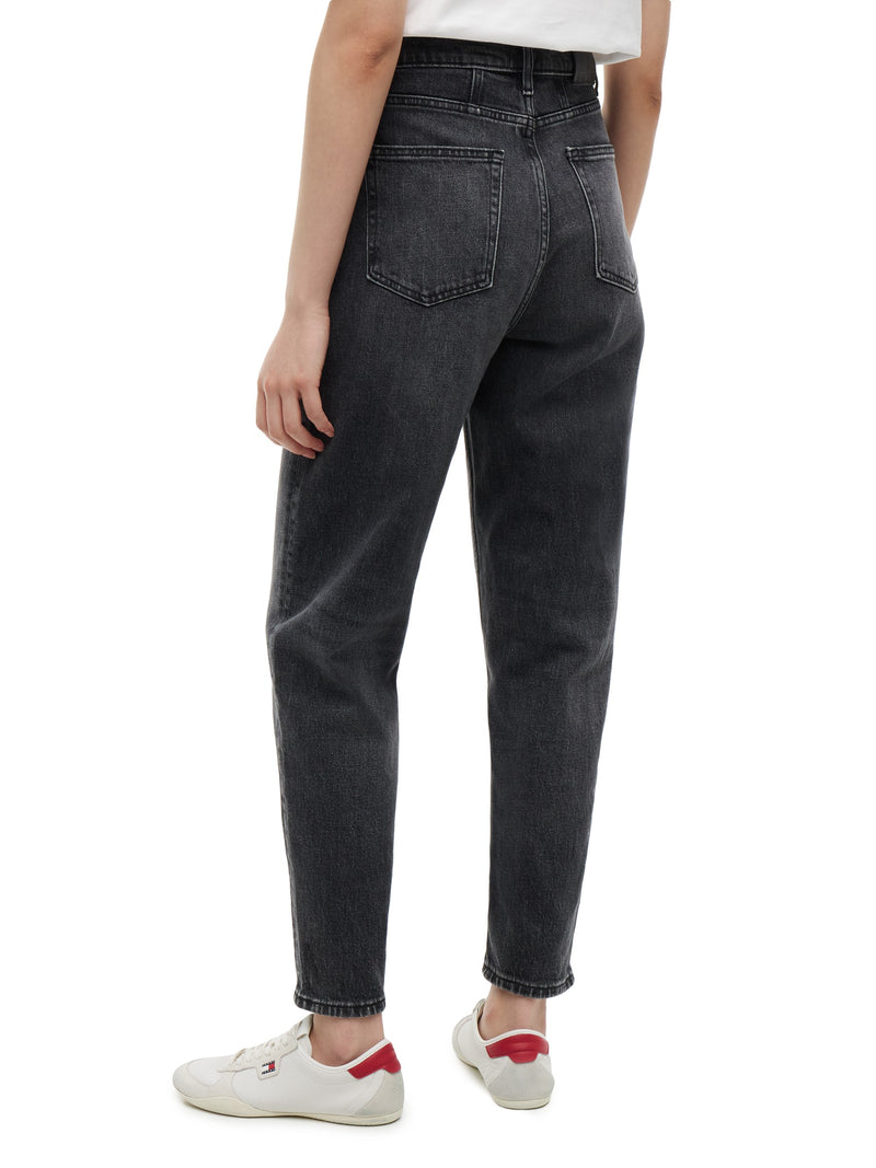 Women Mid Rise Dark Wash Stretch Mom Jeans