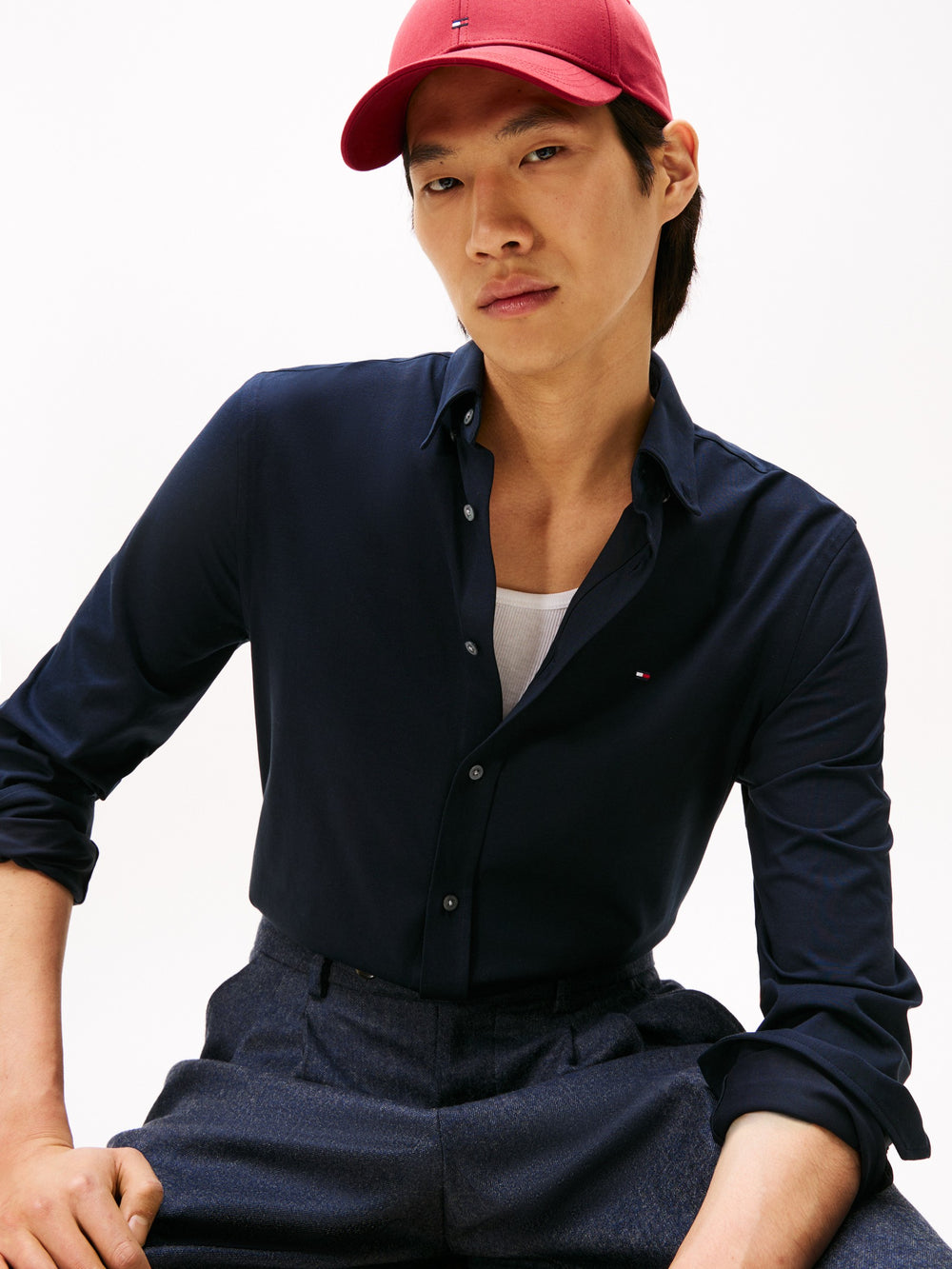 Slim Fit Solid Knit Shirt