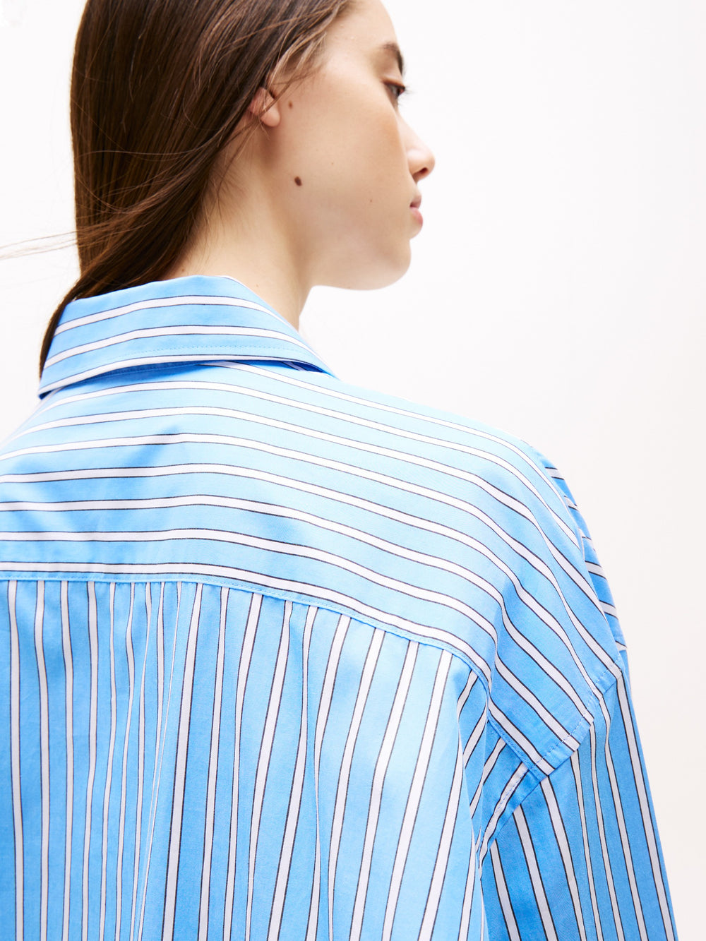 Full Sleeve Stripe Poplin Shift Dress
