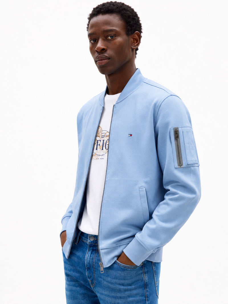 Regular Fit Zip Thru Interlock Sweater