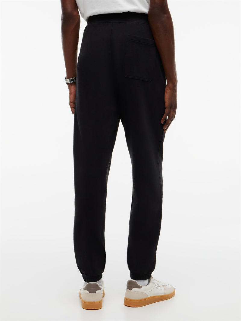 Regular Sueded Terry Black Track Pant