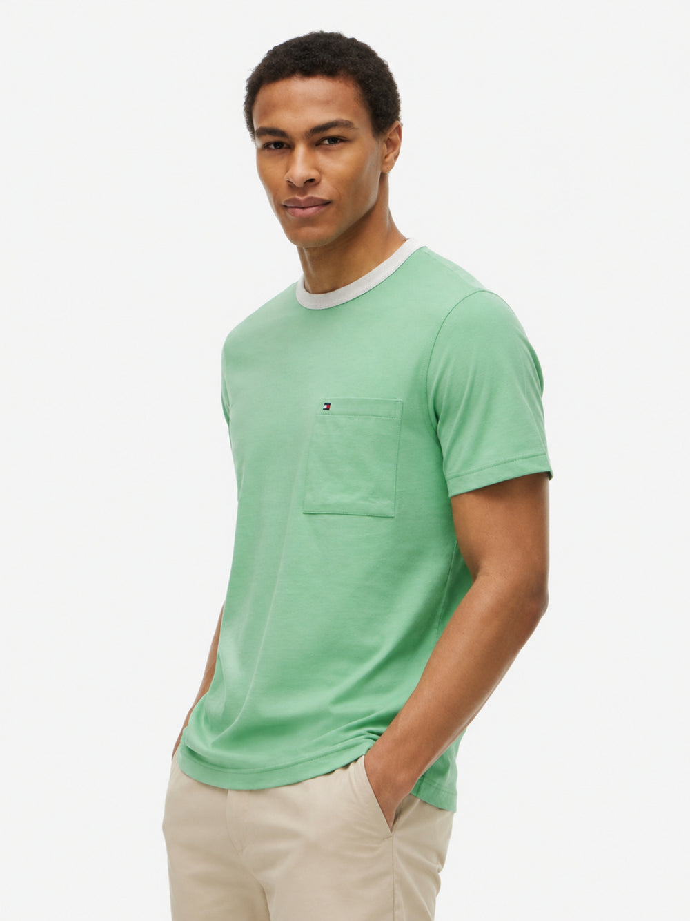 Regular Fit Mesh Neck Tshirt