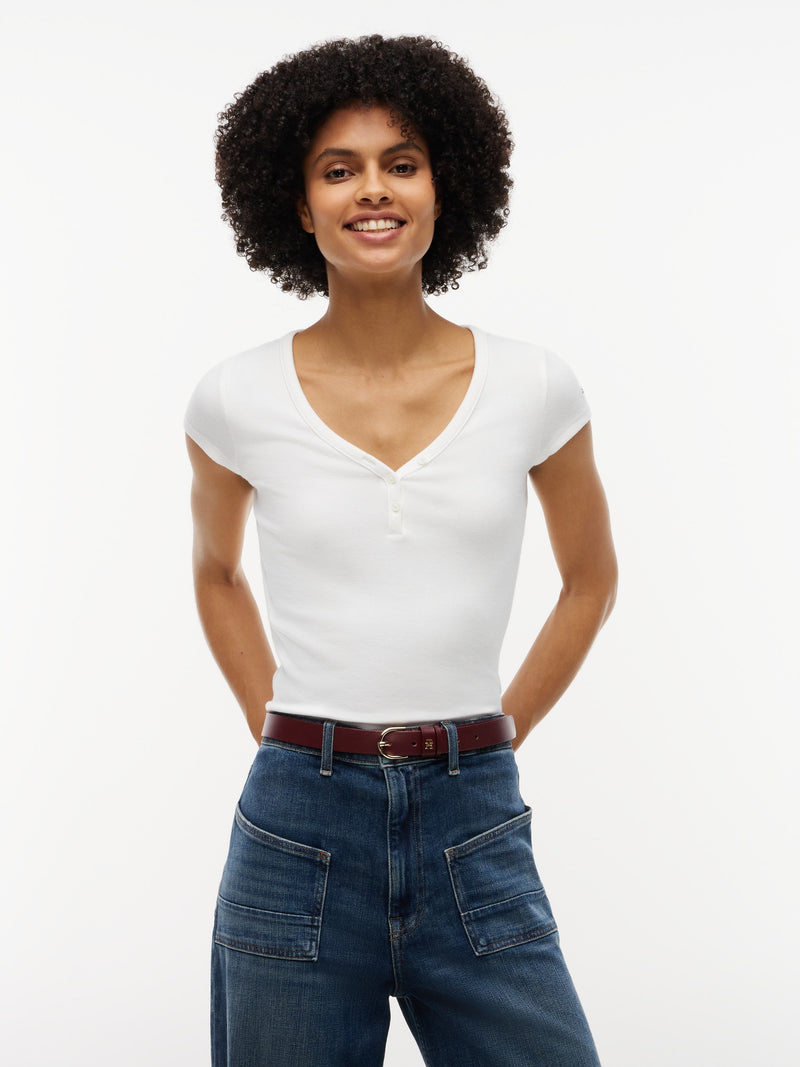 Solid Slim Fit Half Sleeve Ribbed T-Shirt