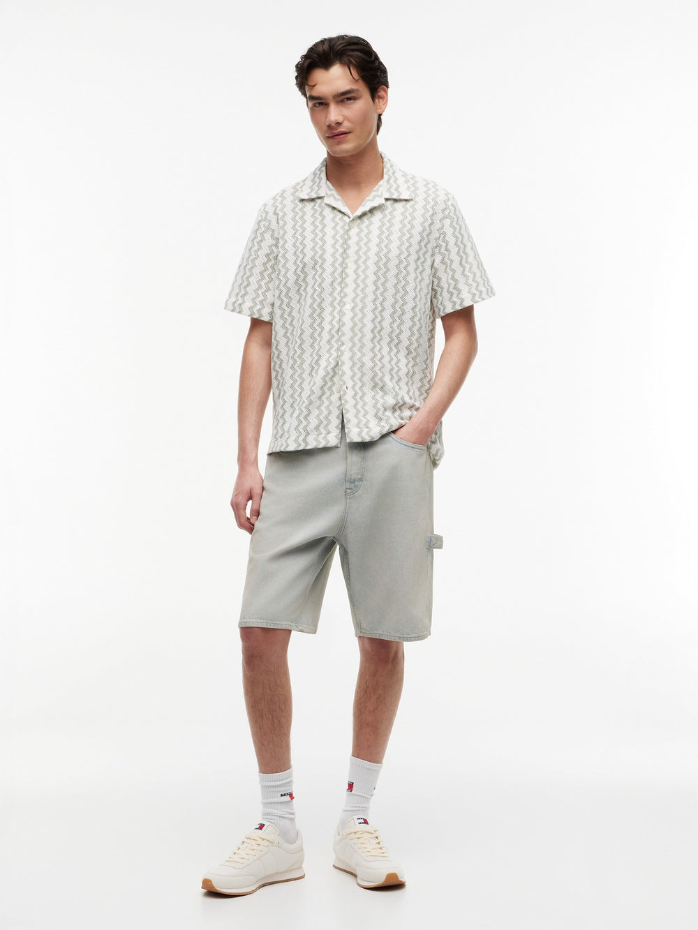 Regular Fit Stripe Crochet Shirt