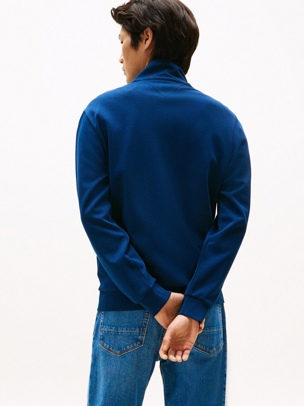 Regular Fit Zip Thru Interlock Sweater