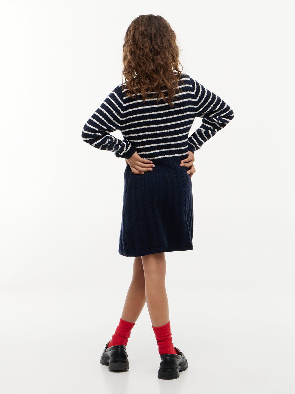 Kids Long-Sleeve Cable Sweater Dress