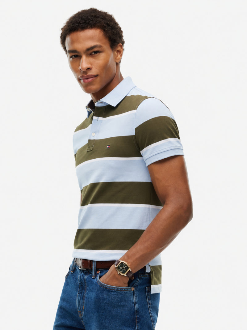 Slim Fit Striped Pique Polo