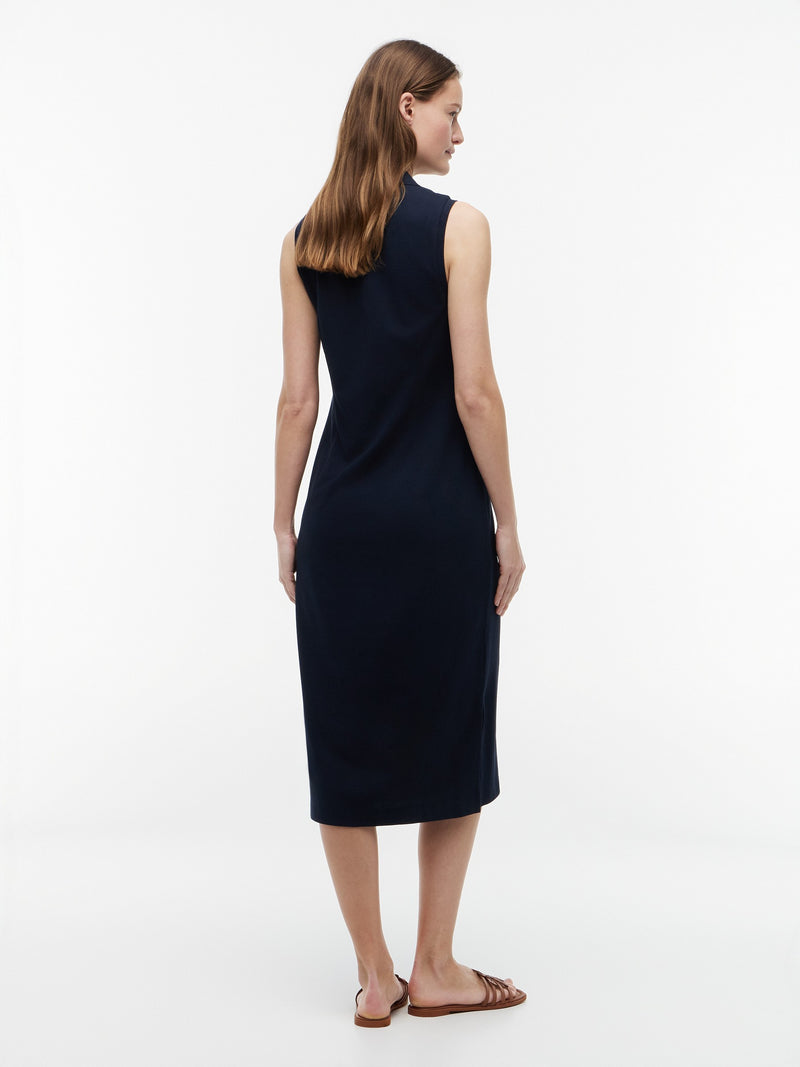 Full Sleeve Solid Viscose Blend Bodycon Polo Dress