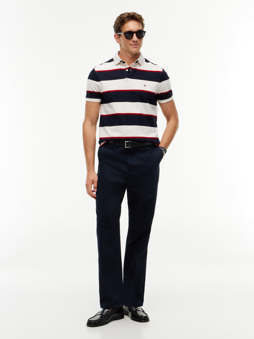 Regular Fit Striped Pique Polo