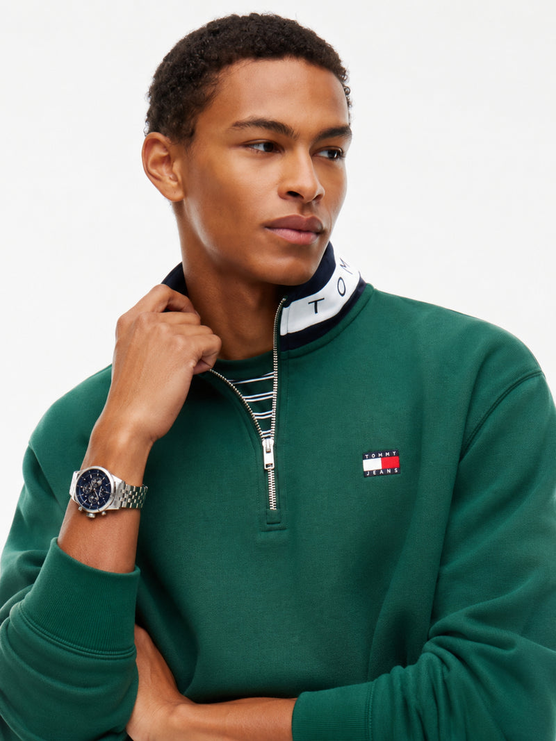 Relaxed Fit Fleece Quarter Zip Sweatshirt