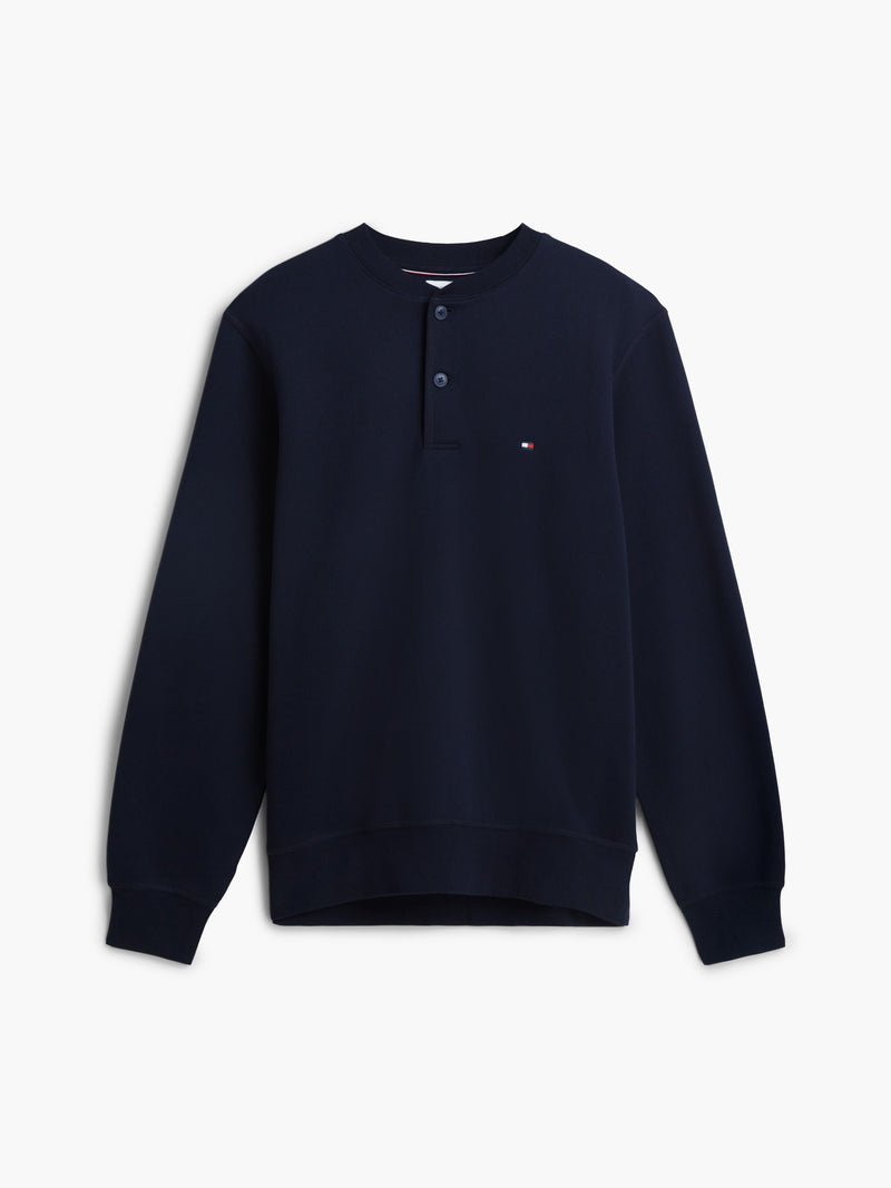 Henley Neck Fleece Sweatshirt
