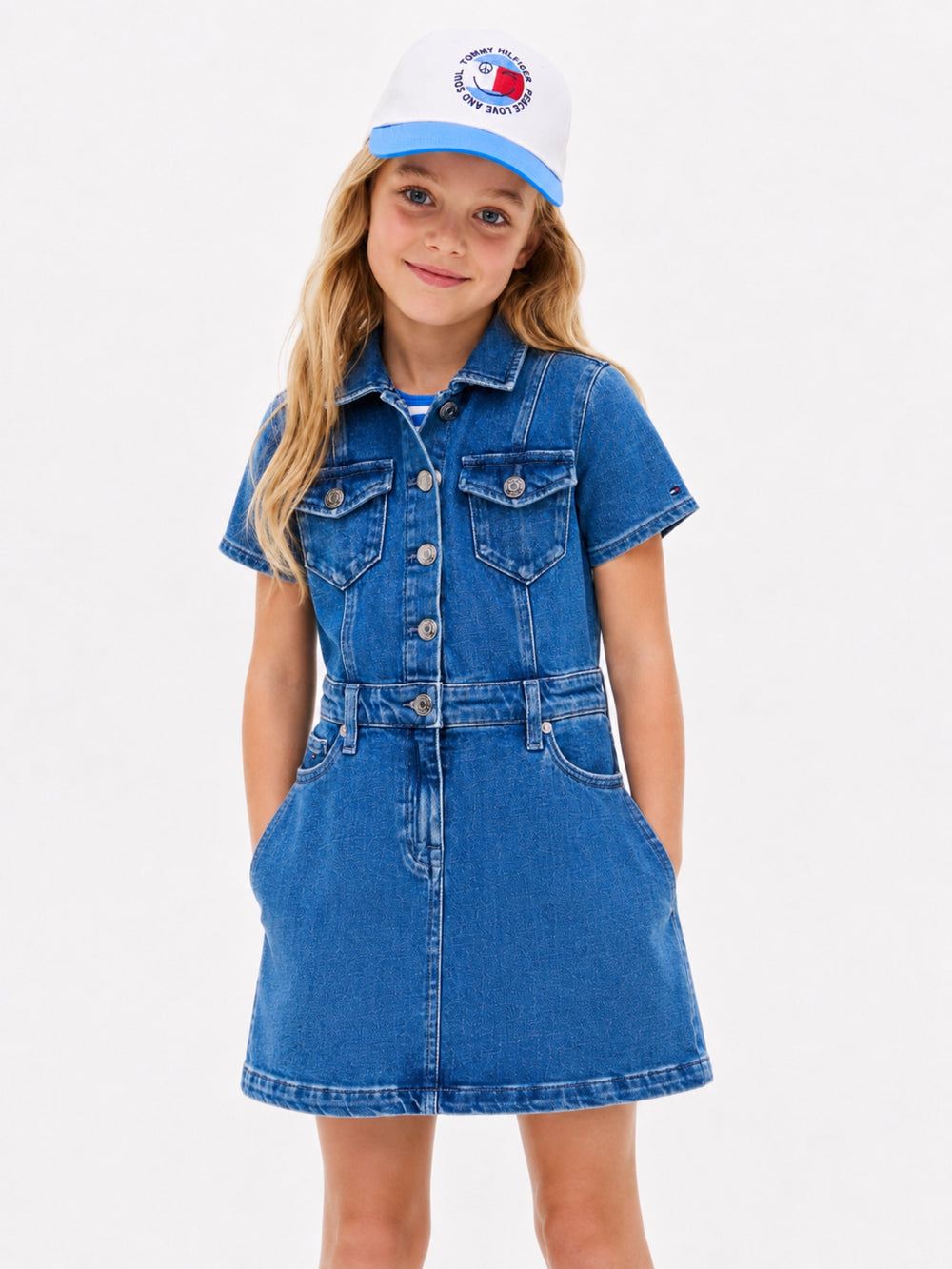 Kids Solid Denim Dress