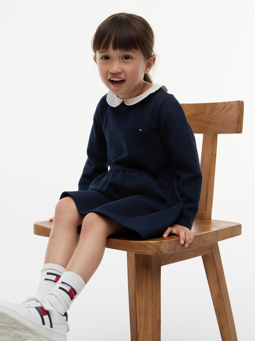 Kids Long-Sleeve Color Block Knit Skater Dress