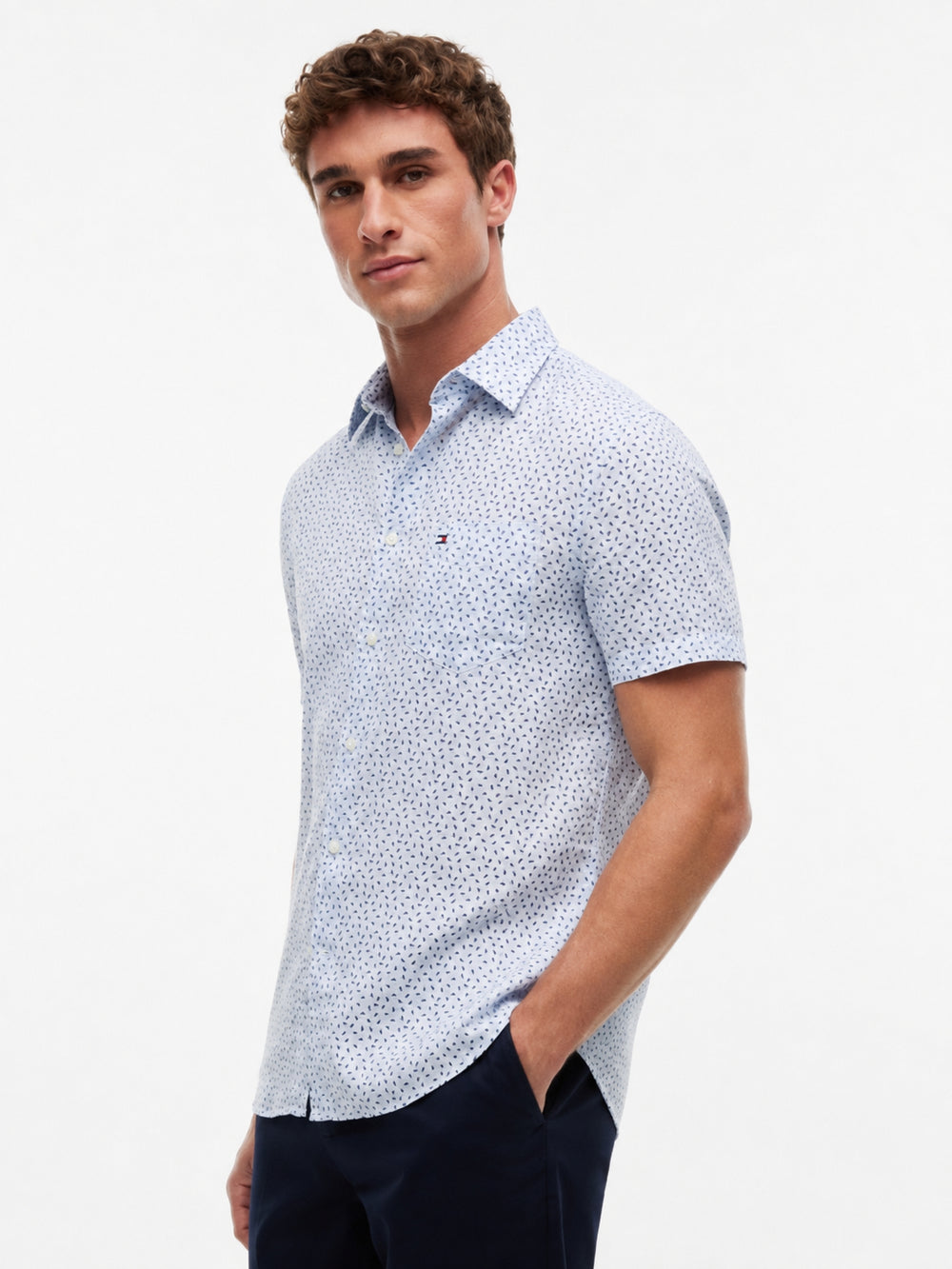 Regular Fit Print Linen Shirt