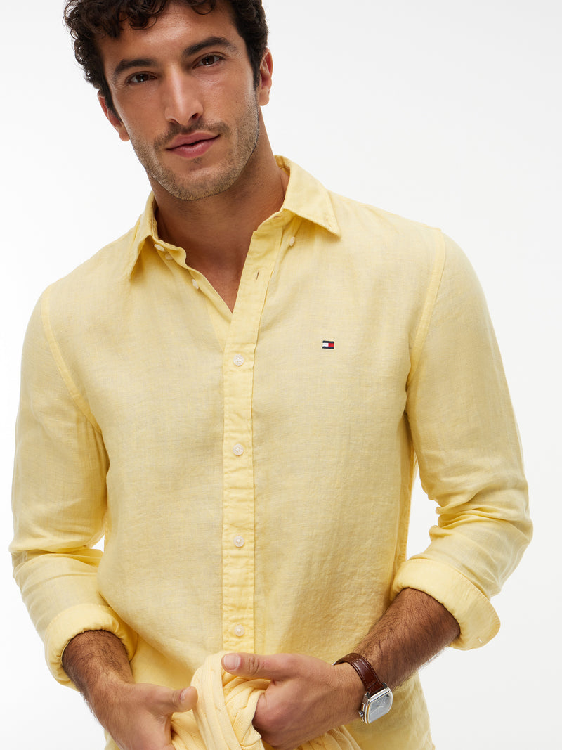 Regular Fit Solid Linen Shirt